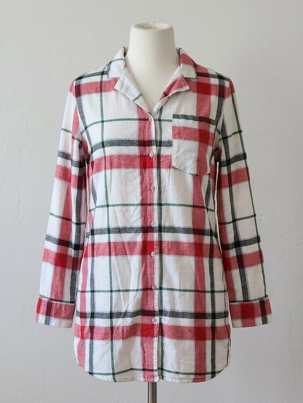 Cozy Flannel Holiday Plaid Nightshirt M